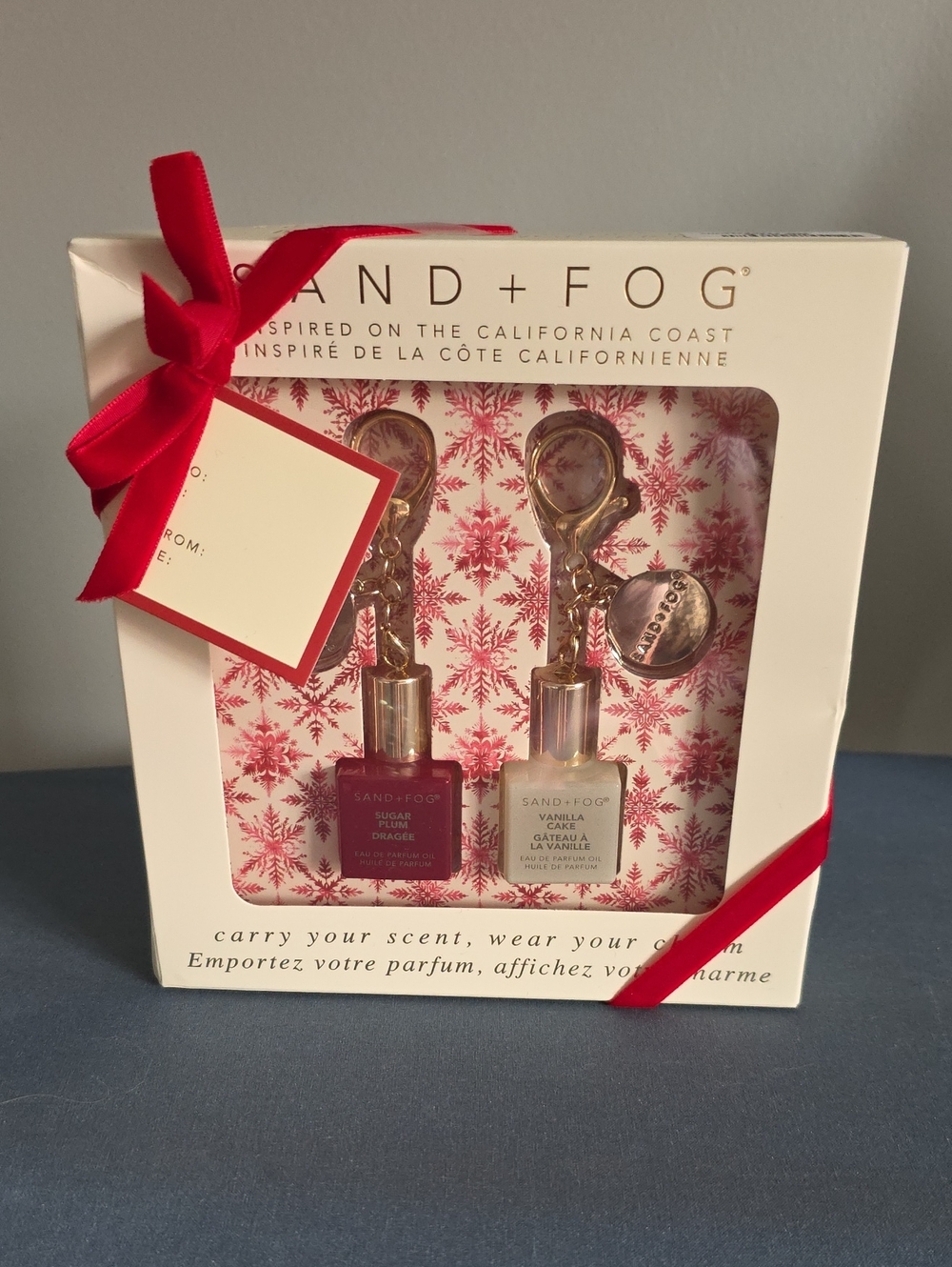 Women Bath & Body Mini Fragrance Duo - Red & Cream Keychain